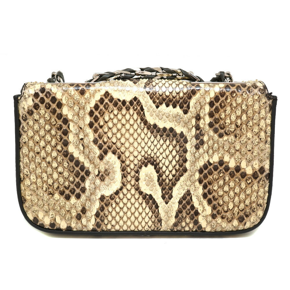 Fendi Shoulder Bag Python Leather White Beige Bro… - image 3
